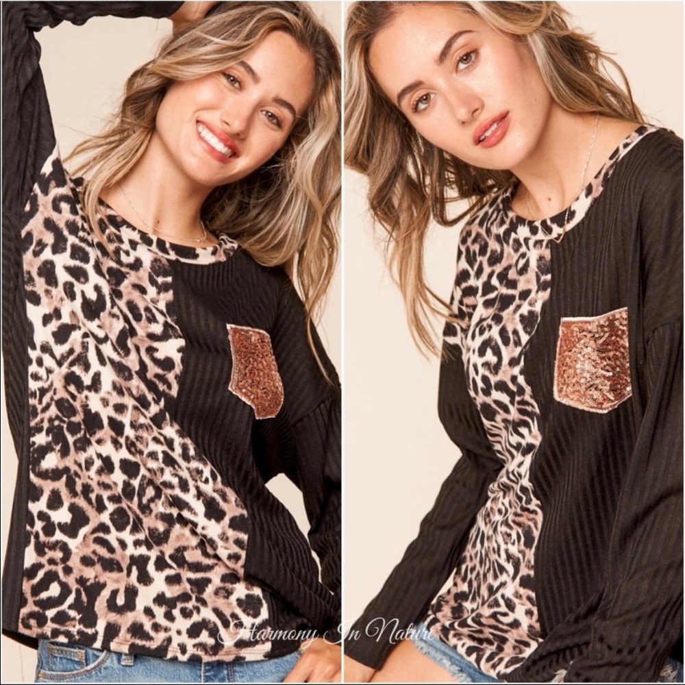 Color Block Animal Print Top - Picture 7 of 7
